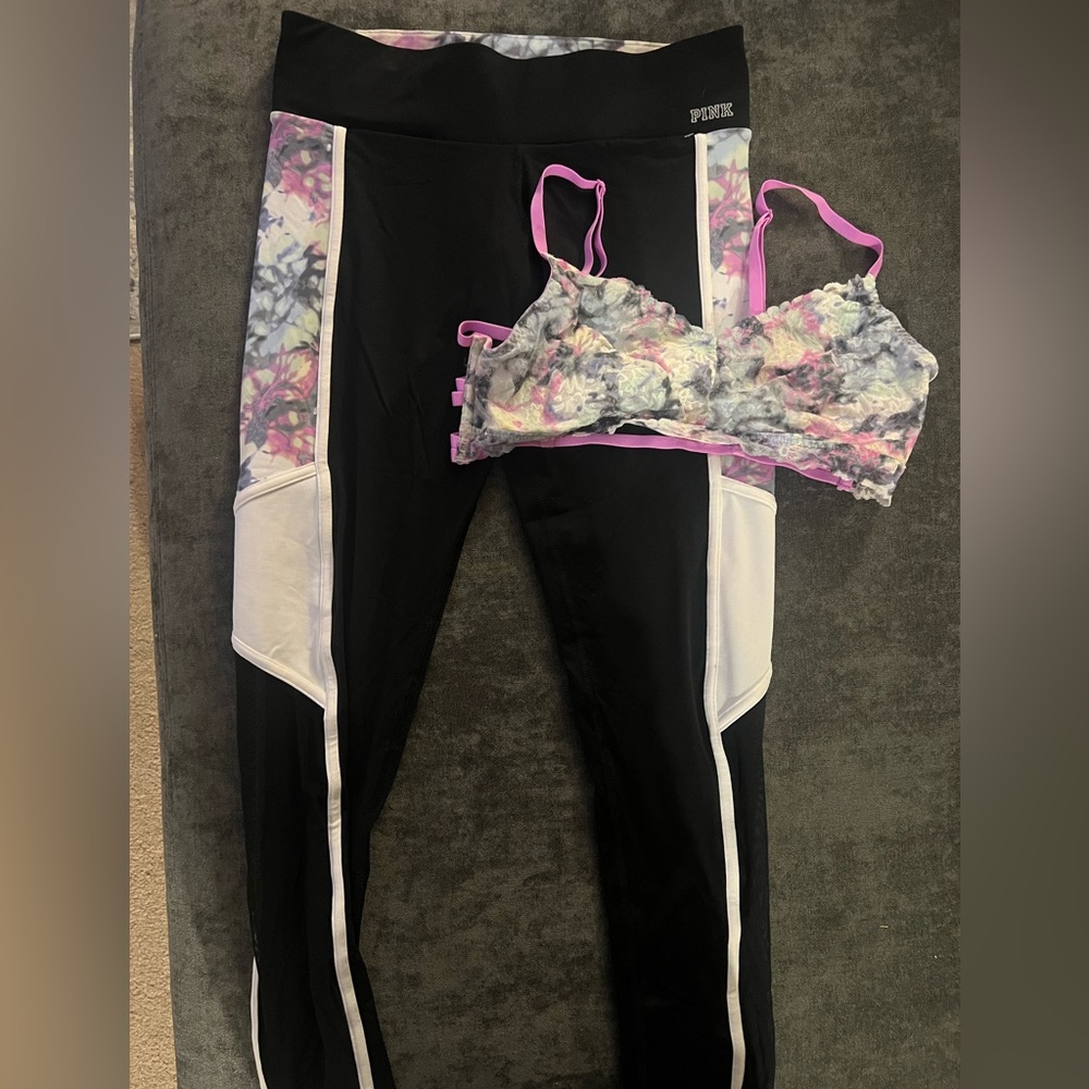 VS PINK leggings and cute matching bra